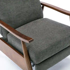 Fauteuil inclinable gris anthracite à dossier basculant – Accoudoirs en bois, une place