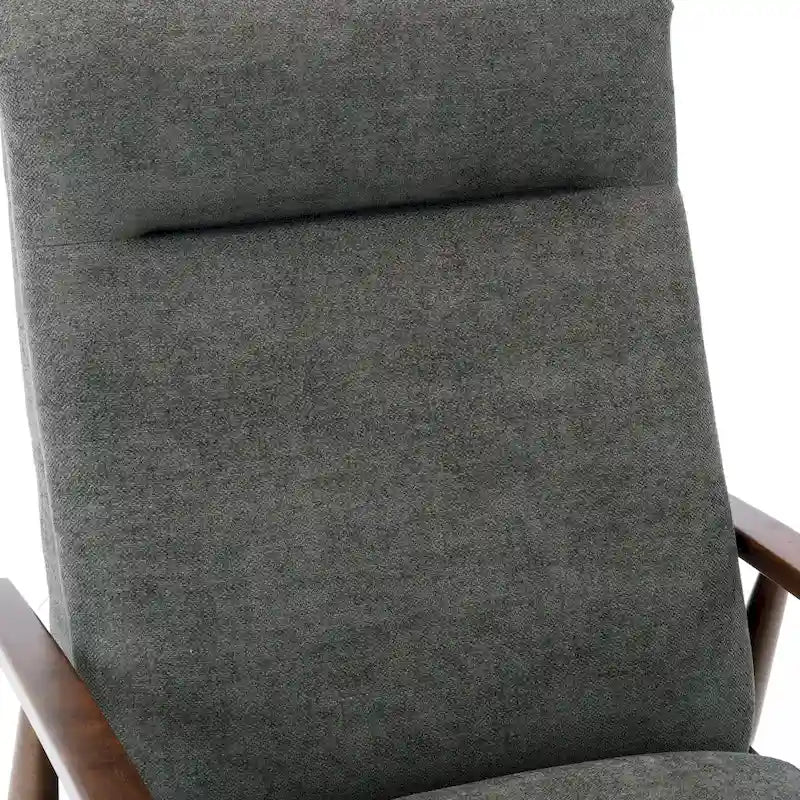 Fauteuil inclinable gris anthracite à dossier basculant – Accoudoirs en bois, une place