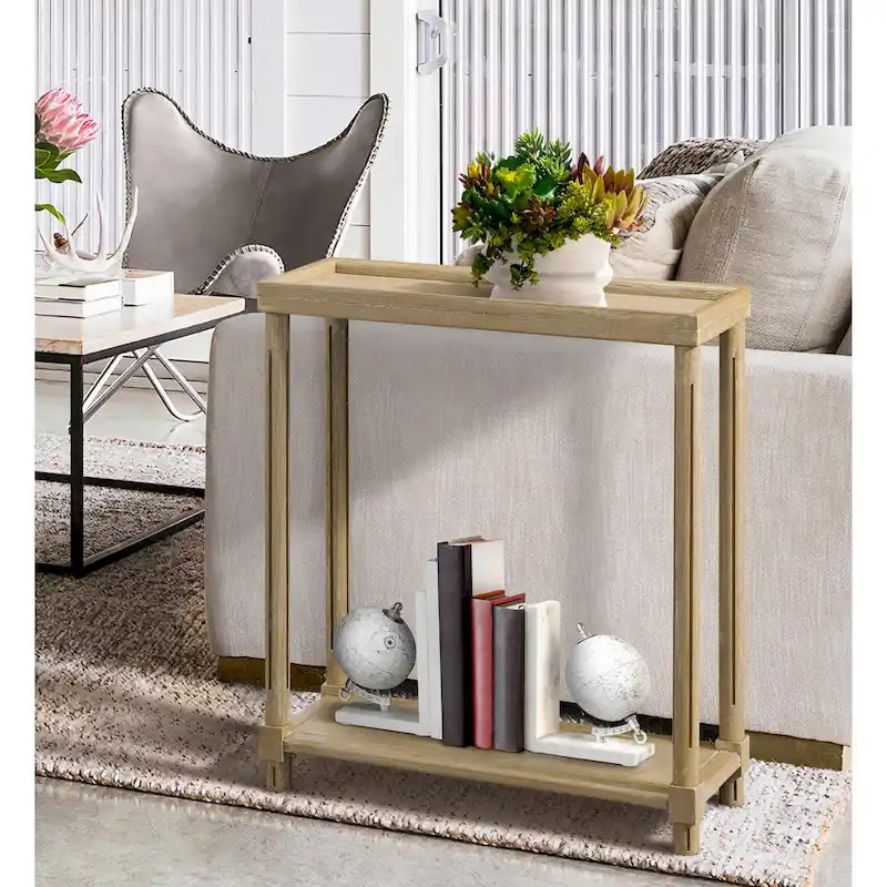 Tables d'appoint étroites en chêne massif, lot de 2