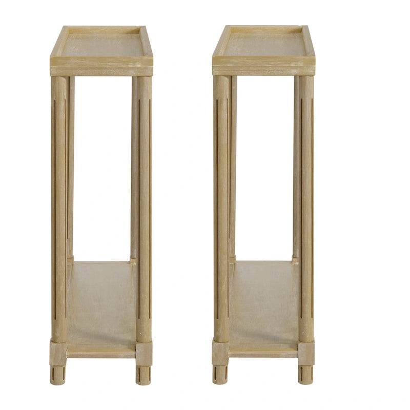 Tables d'appoint étroites en chêne massif, lot de 2