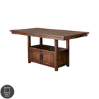 Table de salle à manger rustique en chêne foncé vieilli, hauteur comptoir, 6 à 8 places