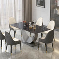 Table à manger rectangulaire en pierre frittée de 71", Noir et gris / Pandora et gris / Blanc et gris, 6 à 8 places