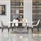 Table à manger rectangulaire en pierre frittée de 71", Noir et gris / Pandora et gris / Blanc et gris, 6 à 8 places