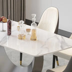 Table à manger rectangulaire en pierre frittée de 71", Noir et gris / Pandora et gris / Blanc et gris, 6 à 8 places