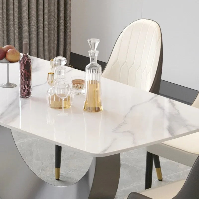 Table à manger rectangulaire en pierre frittée de 71", Noir et gris / Pandora et gris / Blanc et gris, 6 à 8 places