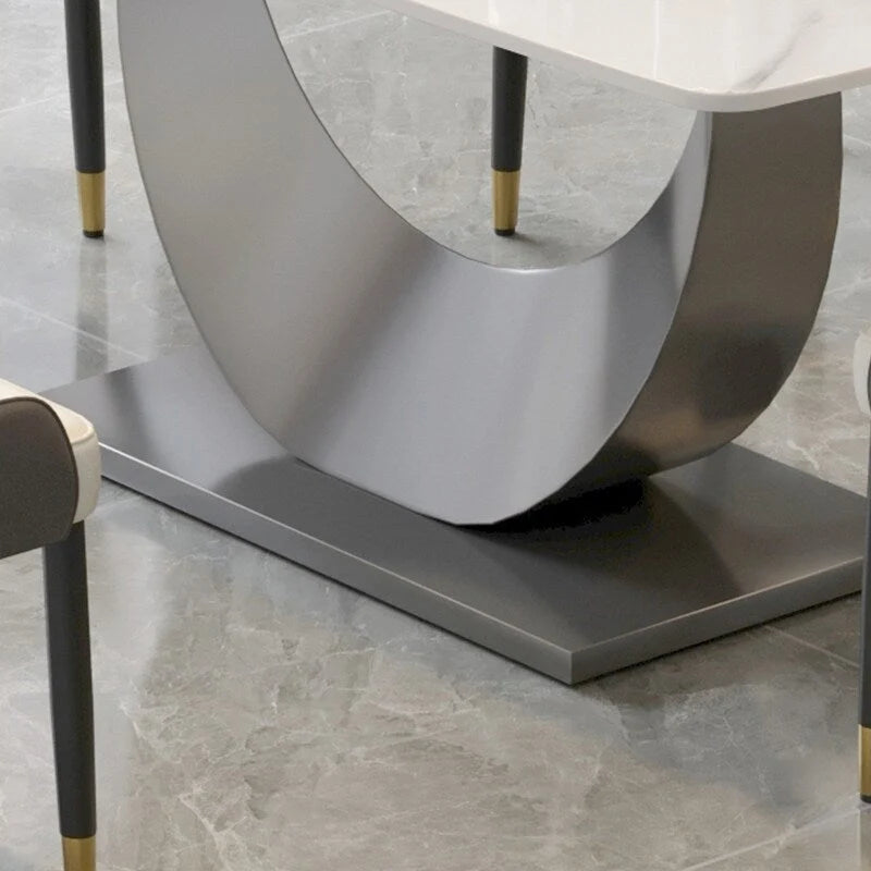 Table à manger rectangulaire en pierre frittée de 71", Noir et gris / Pandora et gris / Blanc et gris, 6 à 8 places