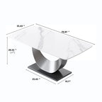 Table à manger rectangulaire en pierre frittée de 71", Noir et gris / Pandora et gris / Blanc et gris, 6 à 8 places