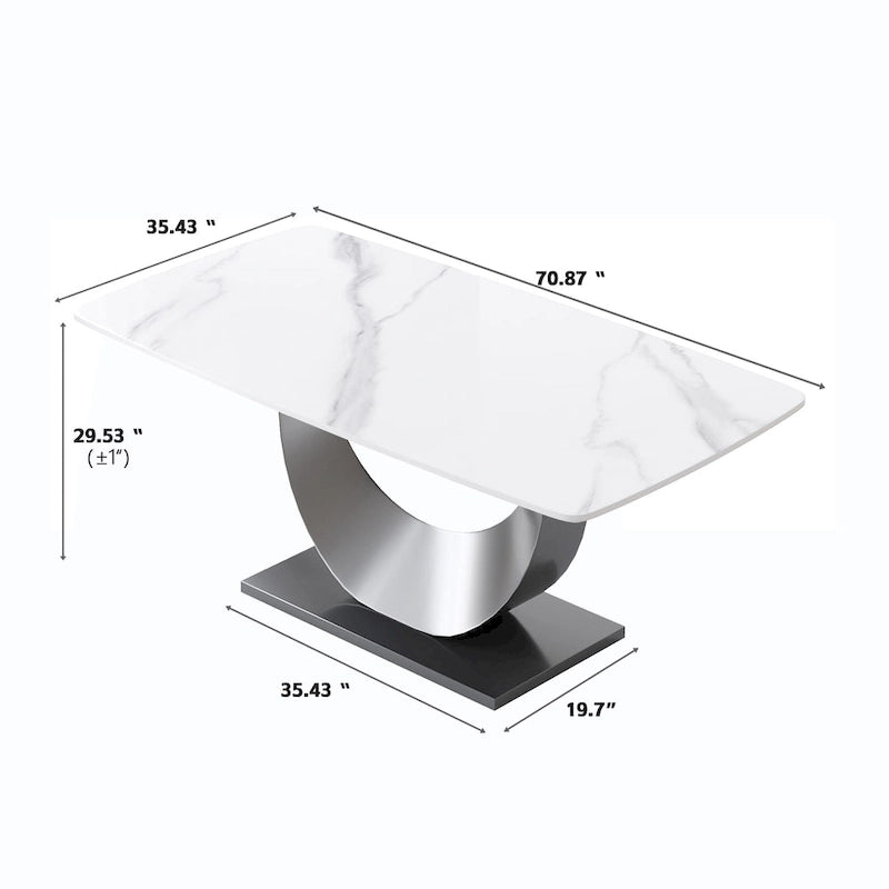Table à manger rectangulaire en pierre frittée de 71", Noir et gris / Pandora et gris / Blanc et gris, 6 à 8 places