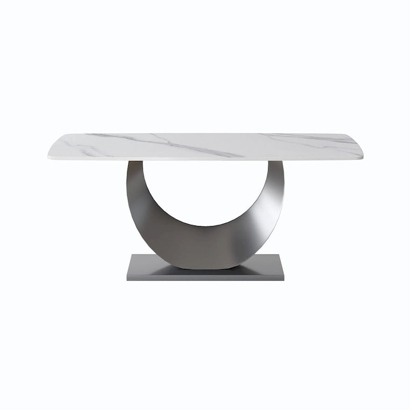 Table à manger rectangulaire en pierre frittée de 71", Noir et gris / Pandora et gris / Blanc et gris, 6 à 8 places
