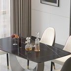 Table à manger rectangulaire en pierre frittée de 71", Noir et gris / Pandora et gris / Blanc et gris, 6 à 8 places