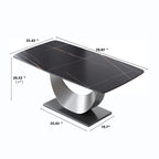 Table à manger rectangulaire en pierre frittée de 71", Noir et gris / Pandora et gris / Blanc et gris, 6 à 8 places