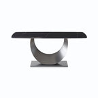 Table à manger rectangulaire en pierre frittée de 71", Noir et gris / Pandora et gris / Blanc et gris, 6 à 8 places