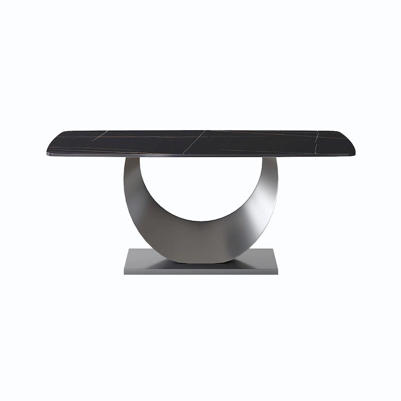 Table à manger rectangulaire en pierre frittée de 71", Noir et gris / Pandora et gris / Blanc et gris, 6 à 8 places
