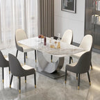 Table à manger rectangulaire en pierre frittée de 71", Noir et gris / Pandora et gris / Blanc et gris, 6 à 8 places
