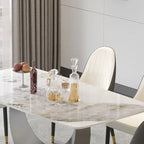 Table à manger rectangulaire en pierre frittée de 71", Noir et gris / Pandora et gris / Blanc et gris, 6 à 8 places