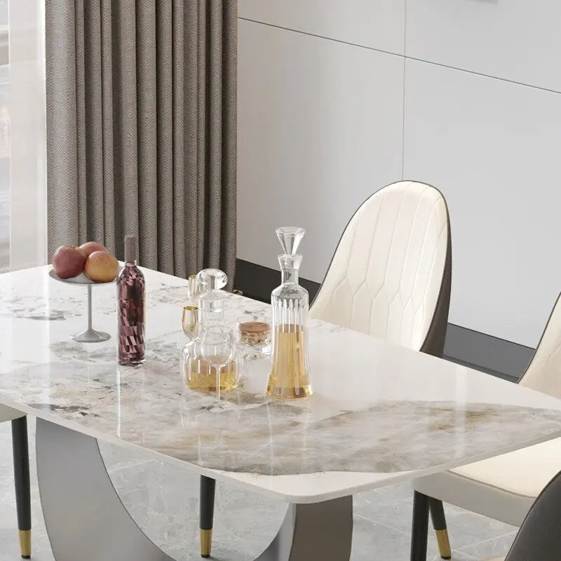 Table à manger rectangulaire en pierre frittée de 71", Noir et gris / Pandora et gris / Blanc et gris, 6 à 8 places