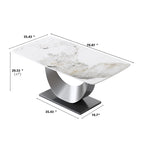 Table à manger rectangulaire en pierre frittée de 71", Noir et gris / Pandora et gris / Blanc et gris, 6 à 8 places