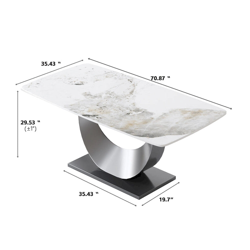 Table à manger rectangulaire en pierre frittée de 71", Noir et gris / Pandora et gris / Blanc et gris, 6 à 8 places