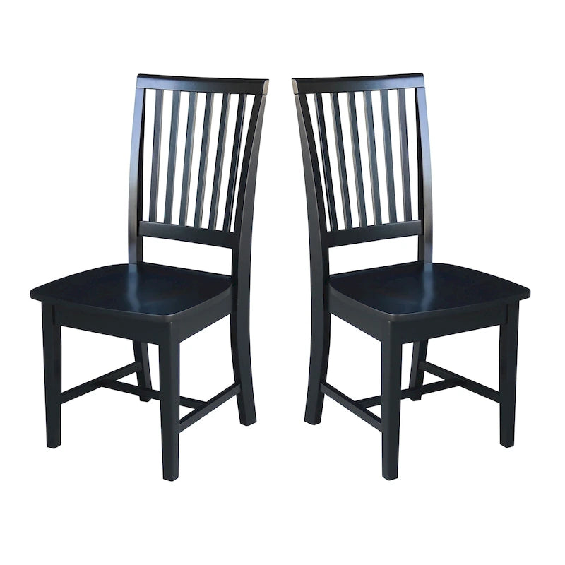 Chaises de salle à manger sans accoudoirs Mission, non finies / Pécaniers / Noires / Blanches, lot de 2