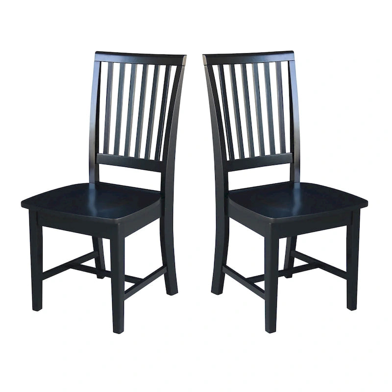 Chaises de salle à manger sans accoudoirs Mission, non finies / Pécaniers / Noires / Blanches, lot de 2