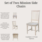 Chaises de salle à manger sans accoudoirs Mission, non finies / Pécaniers / Noires / Blanches, lot de 2