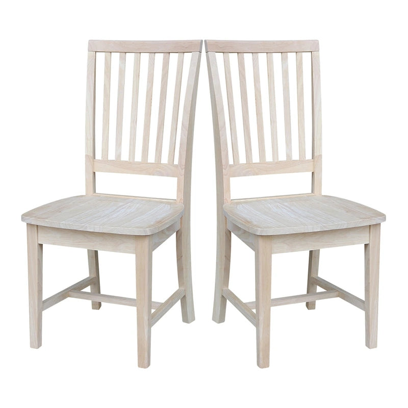 Chaises de salle à manger sans accoudoirs Mission, non finies / Pécaniers / Noires / Blanches, lot de 2