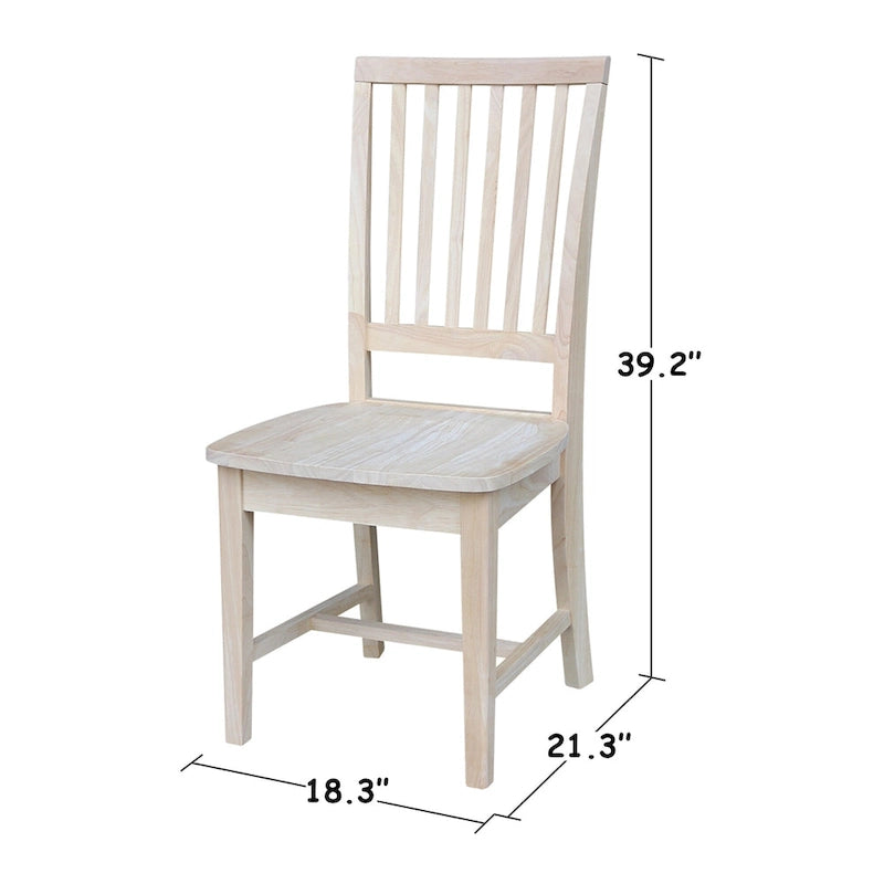 Chaises de salle à manger sans accoudoirs Mission, non finies / Pécaniers / Noires / Blanches, lot de 2