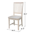 Chaises de salle à manger sans accoudoirs Mission, non finies / Pécaniers / Noires / Blanches, lot de 2