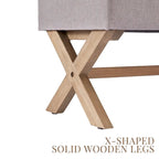 Banc de rangement capitonné gris / beige / marron / vert avec pieds en X — 1 place, 36 po