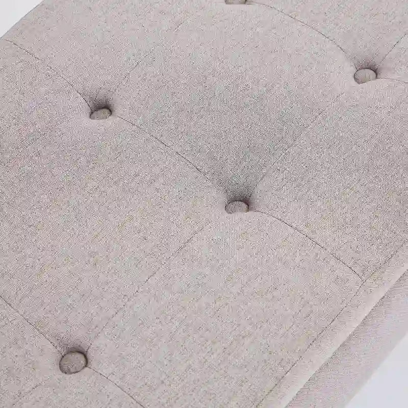 Banc de rangement capitonné gris / beige / marron / vert avec pieds en X — 1 place, 36 po