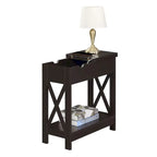 Table d'appoint avec plateau rabattable, station de recharge et étagère — Espresso / Noir / Blanc, 1 personne