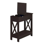 Table d'appoint avec plateau rabattable, station de recharge et étagère — Espresso / Noir / Blanc, 1 personne