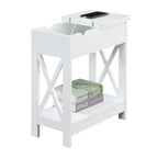 Table d'appoint avec plateau rabattable, station de recharge et étagère — Espresso / Noir / Blanc, 1 personne