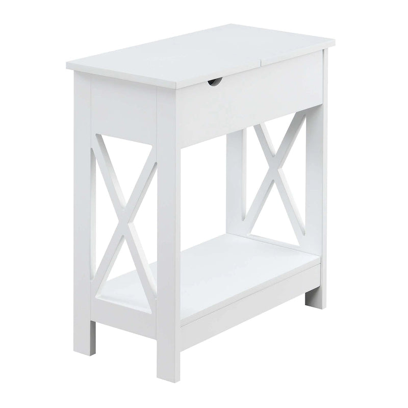 Table d'appoint avec plateau rabattable, station de recharge et étagère — Espresso / Noir / Blanc, 1 personne