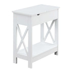 Table d'appoint avec plateau rabattable, station de recharge et étagère — Espresso / Noir / Blanc, 1 personne