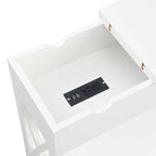 Table d'appoint avec plateau rabattable, station de recharge et étagère — Espresso / Noir / Blanc, 1 personne