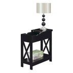 Table d'appoint avec plateau rabattable, station de recharge et étagère — Espresso / Noir / Blanc, 1 personne