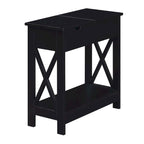 Table d'appoint avec plateau rabattable, station de recharge et étagère — Espresso / Noir / Blanc, 1 personne