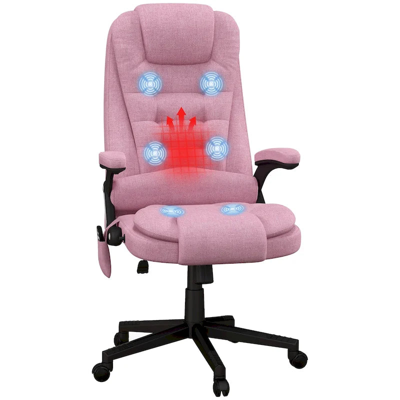 Fauteuil de bureau massant inclinable haut dossier, noir/rose, 1 personne