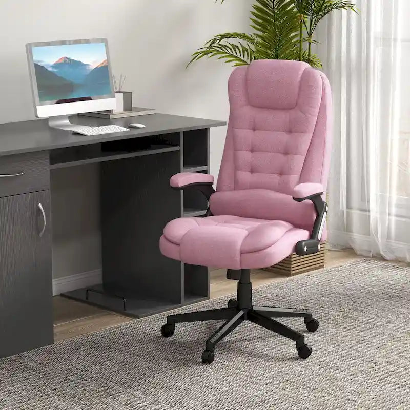 Fauteuil de bureau massant inclinable haut dossier, noir/rose, 1 personne