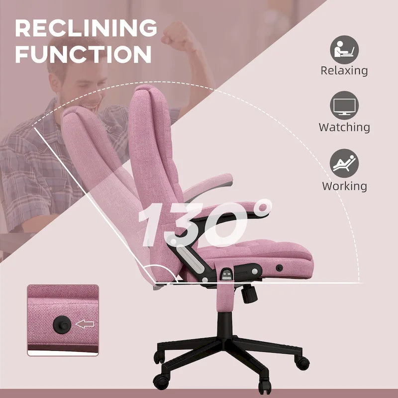 Fauteuil de bureau massant inclinable haut dossier, noir/rose, 1 personne