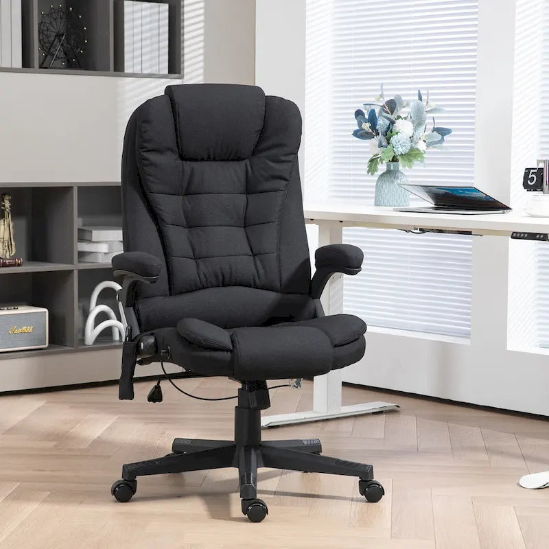 Fauteuil de bureau massant inclinable haut dossier, noir/rose, 1 personne