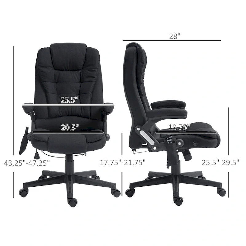 Fauteuil de bureau massant inclinable haut dossier, noir/rose, 1 personne