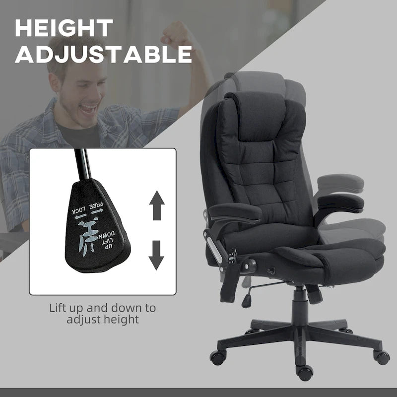 Fauteuil de bureau massant inclinable haut dossier, noir/rose, 1 personne