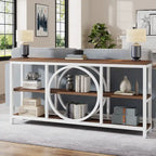 Console Extra Longue — 3 étagères | Marron Rétro+Blanc / Marron Rustique+Noir / Gris+Noir / Blanc