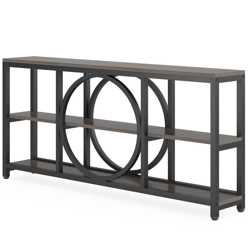 Console Extra Longue — 3 étagères | Marron Rétro+Blanc / Marron Rustique+Noir / Gris+Noir / Blanc