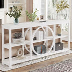 Console Extra Longue — 3 étagères | Marron Rétro+Blanc / Marron Rustique+Noir / Gris+Noir / Blanc