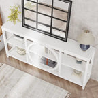 Console Extra Longue — 3 étagères | Marron Rétro+Blanc / Marron Rustique+Noir / Gris+Noir / Blanc