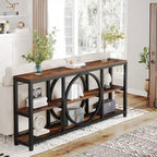 Console Extra Longue — 3 étagères | Marron Rétro+Blanc / Marron Rustique+Noir / Gris+Noir / Blanc