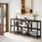 Console Extra Longue — 3 étagères | Marron Rétro+Blanc / Marron Rustique+Noir / Gris+Noir / Blanc